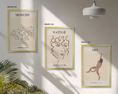 Juego de 3 cuadros con gráficos elegantes de personajes florales