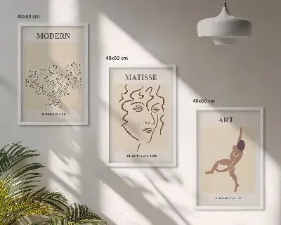 Juego de 3 cuadros con gráficos elegantes de personajes florales