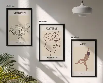 Juego de 3 cuadros con gráficos elegantes de personajes florales