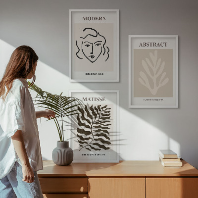 Juego de 3 cuadros Rostro hojas arte Matisse
