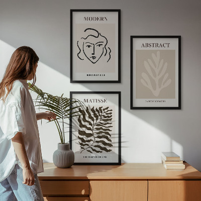 Juego de 3 cuadros Rostro hojas arte Matisse