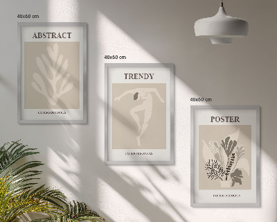 Set de 3 cuadros para salón Estampados florales en tonos beige y marrón.