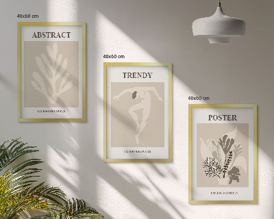 Set de 3 cuadros para salón Estampados florales en tonos beige y marrón.