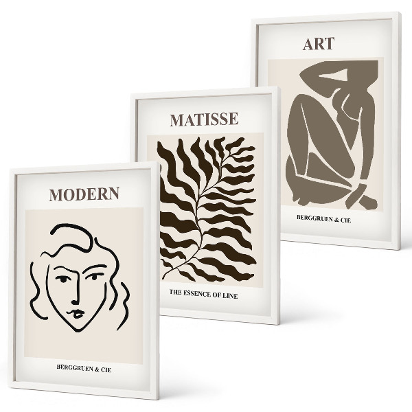 Juego de 3 cuadros Gráficos, líneas y caracteres con estilo