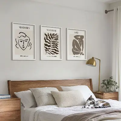Juego de 3 cuadros con diseño de gráficos líneas y caracteres con estilo