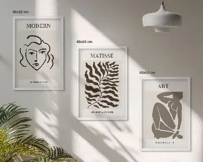Juego de 3 cuadros con diseño de gráficos líneas y caracteres con estilo