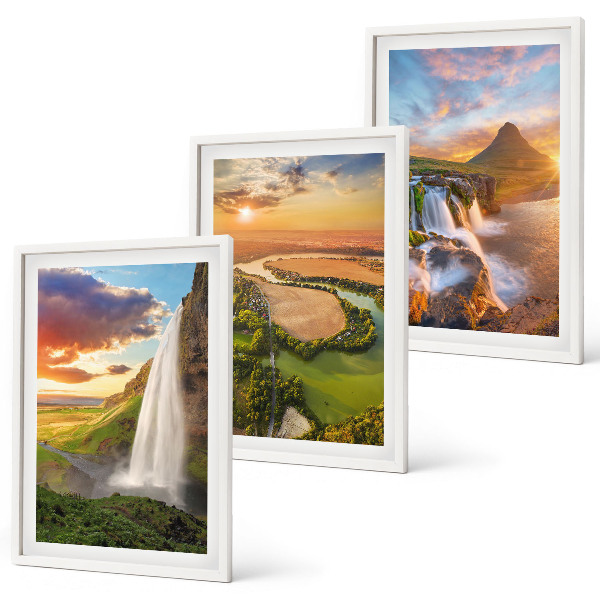 Set de 3 cuadros para salón Paisajes de cascadas del oeste