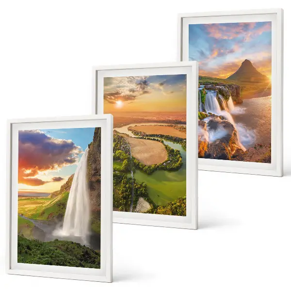 Set de 3 cuadros de paisajes de cascadas del oeste para salón