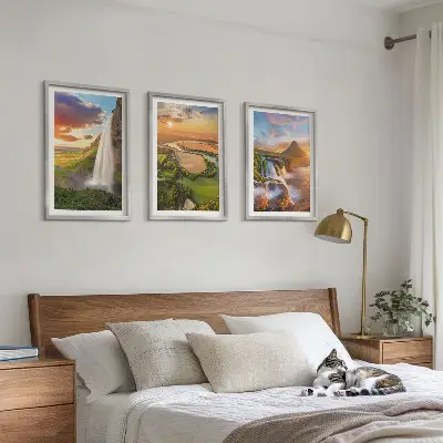 Set de 3 cuadros de paisajes de cascadas del oeste para salón
