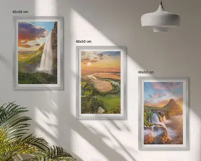 Set de 3 cuadros de paisajes de cascadas del oeste para salón