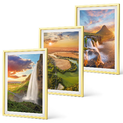 Set de 3 cuadros para salón Paisajes de cascadas del oeste