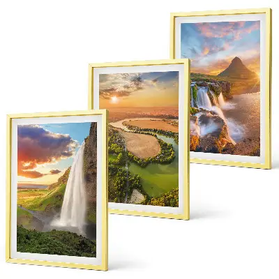 Set de 3 cuadros de paisajes de cascadas del oeste para salón