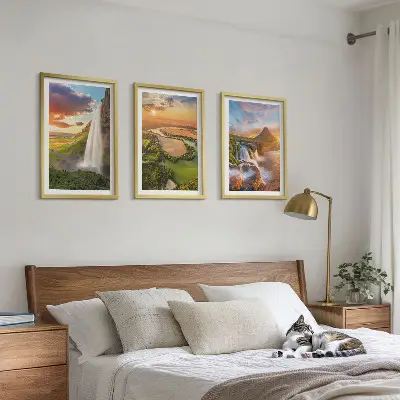 Set de 3 cuadros de paisajes de cascadas del oeste para salón