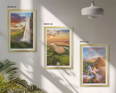 Set de 3 cuadros de paisajes de cascadas del oeste para salón