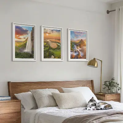 Set de 3 cuadros de paisajes de cascadas del oeste para salón