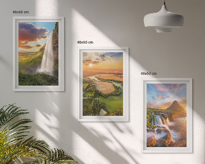 Set de 3 cuadros para salón Paisajes de cascadas del oeste