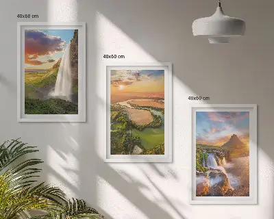 Set de 3 cuadros de paisajes de cascadas del oeste para salón