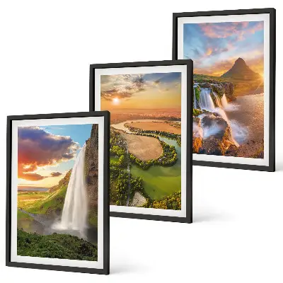 Set de 3 cuadros de paisajes de cascadas del oeste para salón