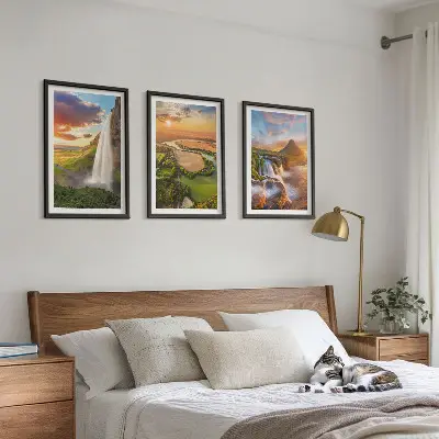 Set de 3 cuadros de paisajes de cascadas del oeste para salón