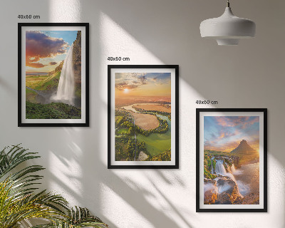 Set de 3 cuadros para salón Paisajes de cascadas del oeste