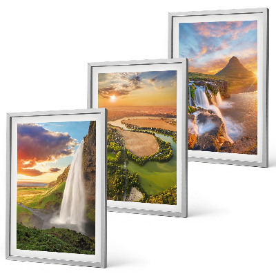 Set de 3 cuadros para salón Paisajes de cascadas del oeste