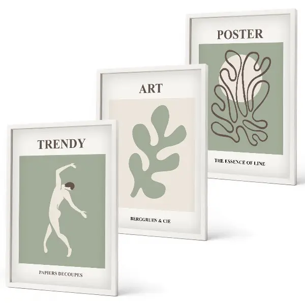 Figuras abstractas de plantas juego de 3 cuadros