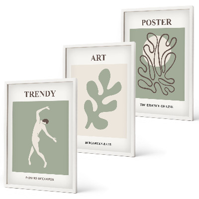 Juego de 3 cuadros Figuras abstractas de plantas
