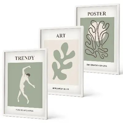 Figuras abstractas de plantas juego de 3 cuadros