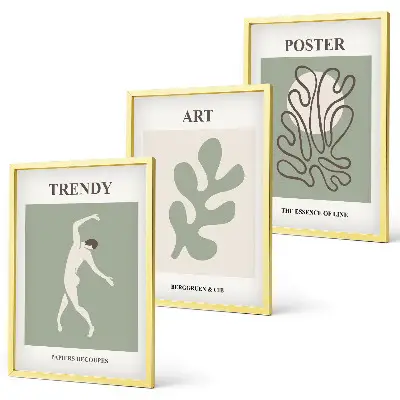 Figuras abstractas de plantas juego de 3 cuadros