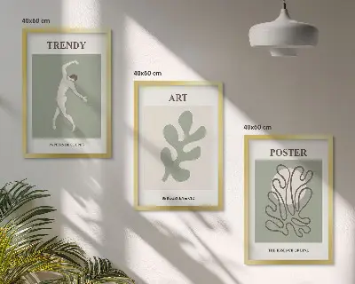 Figuras abstractas de plantas juego de 3 cuadros