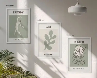 Figuras abstractas de plantas juego de 3 cuadros
