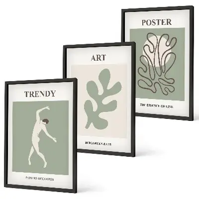 Figuras abstractas de plantas juego de 3 cuadros