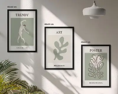 Figuras abstractas de plantas juego de 3 cuadros