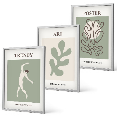 Juego de 3 cuadros Figuras abstractas de plantas