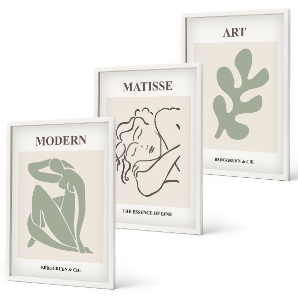Juego de 3 cuadros Diseño de personajes de plantas con estilo