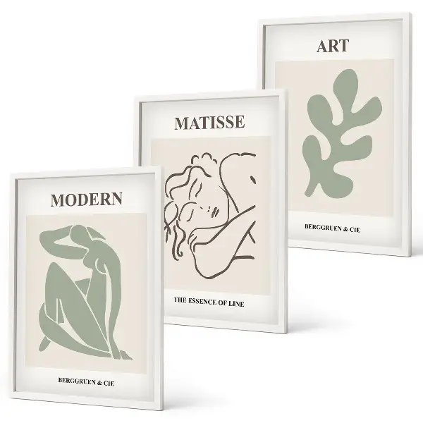 Juego de 3 cuadros diseño decorativo de personajes de plantas