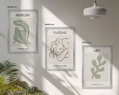 Juego de 3 cuadros diseño decorativo de personajes de plantas