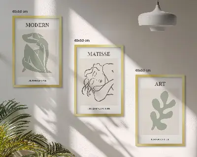 Juego de 3 cuadros diseño decorativo de personajes de plantas