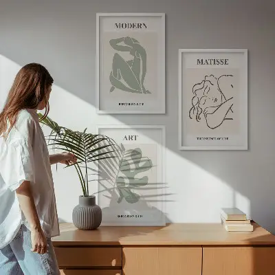 Juego de 3 cuadros diseño decorativo de personajes de plantas