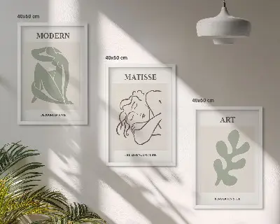 Juego de 3 cuadros diseño decorativo de personajes de plantas