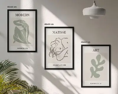 Juego de 3 cuadros diseño decorativo de personajes de plantas