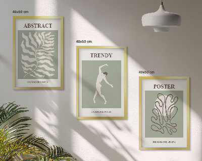 Set de 3 cuadros para salón Los patrones de plantas verdes de Matisse