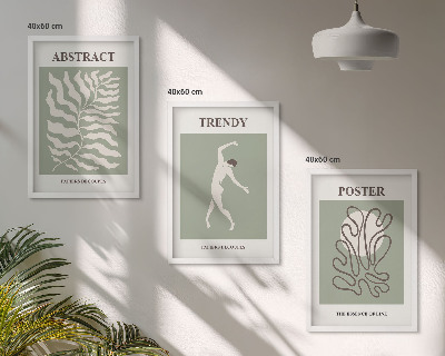 Set de 3 cuadros para salón Los patrones de plantas verdes de Matisse