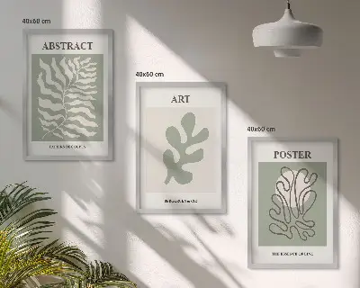 Juego de 3 cuadros con motivos vegetales de Matisse