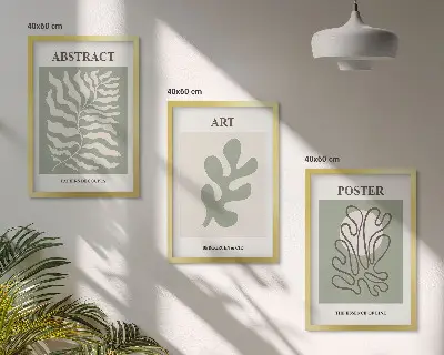 Juego de 3 cuadros con motivos vegetales de Matisse