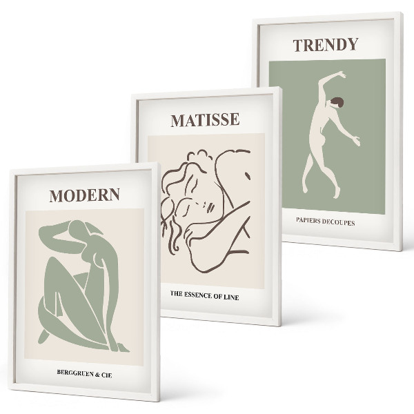 Set de 3 cuadros para salón Personajes minimalistas con estilo