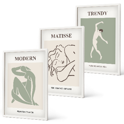 Set de 3 cuadros para salón Personajes minimalistas con estilo