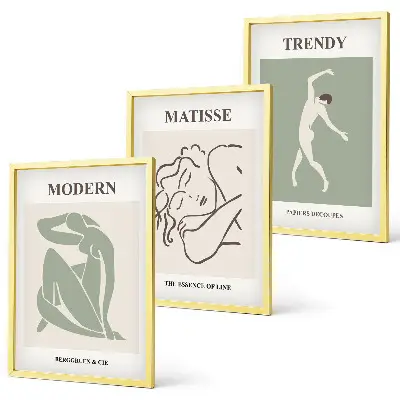 Set de 3 cuadros para salón con diseño de personajes minimalistas