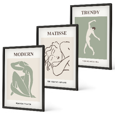 Set de 3 cuadros para salón Personajes minimalistas con estilo