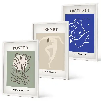 Juego de 3 cuadros con motivos de gráficos al pastel de Henri Matisse